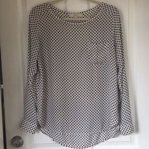 LOFT long sleeve roll tab printed top